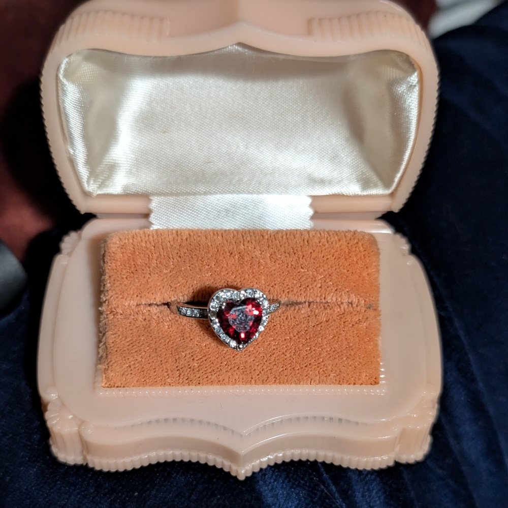 Silver and Ruby Heart Gemstone Ring  8